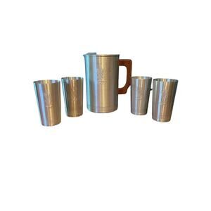 EUC - 1930's West Bend Spun Aluminum Pitcher & Tumbler Set